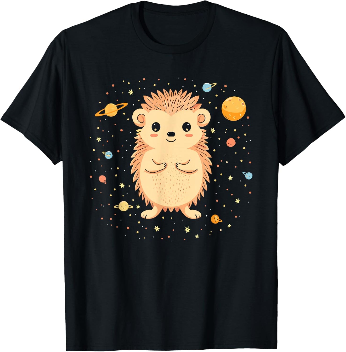 Hedgehog Space Astronaut Planets Astronomy Kids T-Shirt - T-Shirt | Black