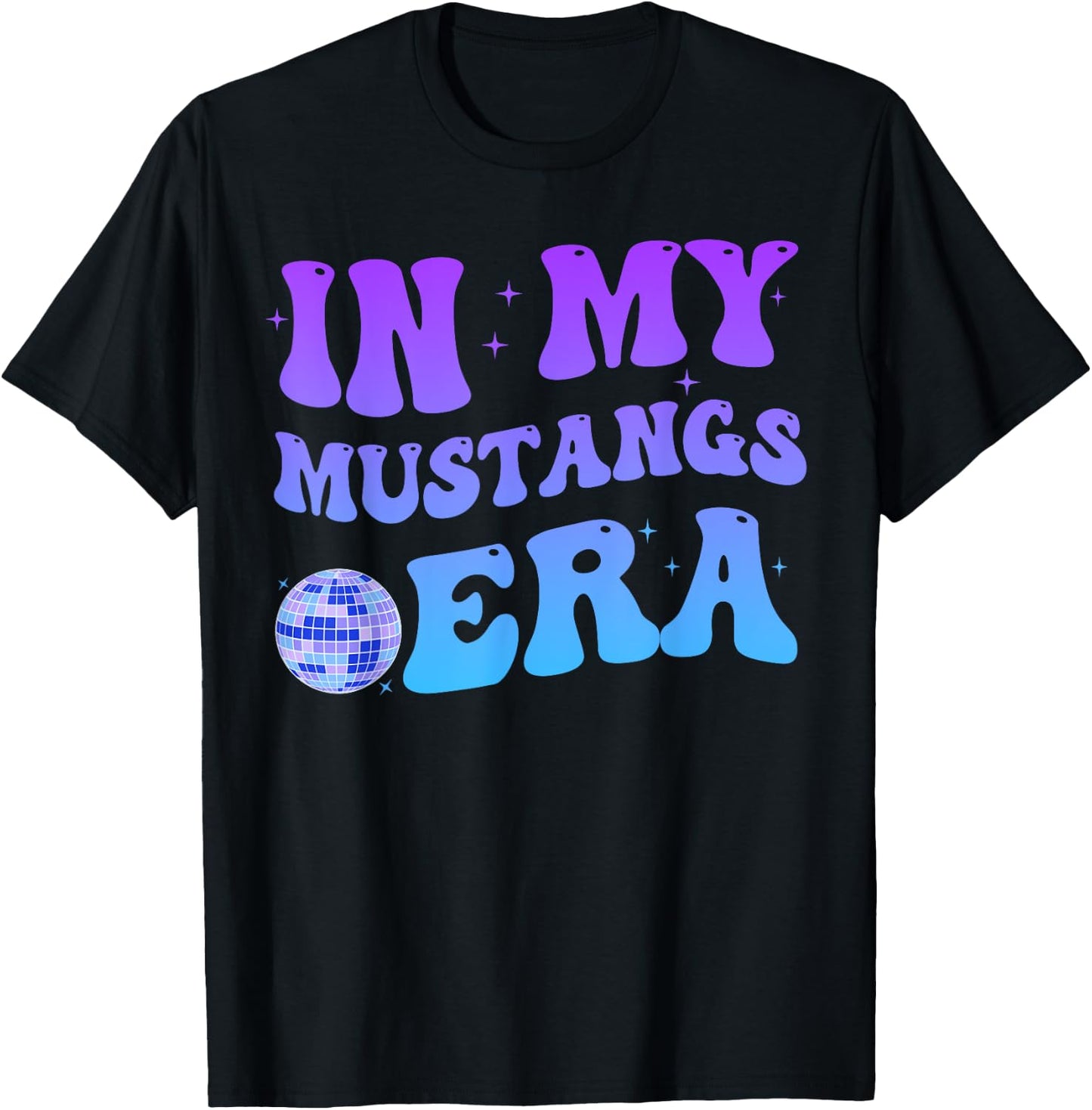 In My Mustangs Era Back to School Spirit Game Retro Groovy T-Shirt - T-Shirt | Black