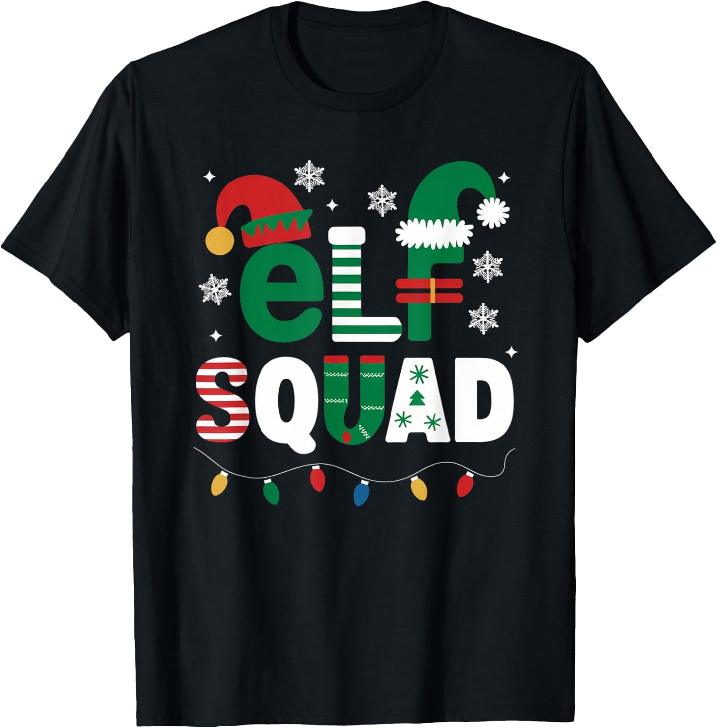 Elf Family Christmas Matching Pajamas Xmas Elf Squad Gifts T-Shirt - T-Shirt | Black