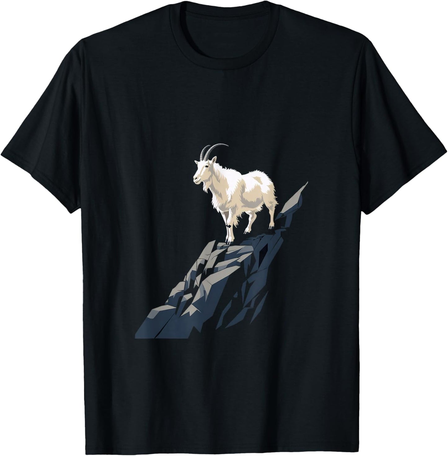 Mountain Goat Animal Rock Climbing , -Adults, Black, Small, Short Sleeve, Cotton Blend, Mountain Goat Design T-Shirt - T-Shirt | Black