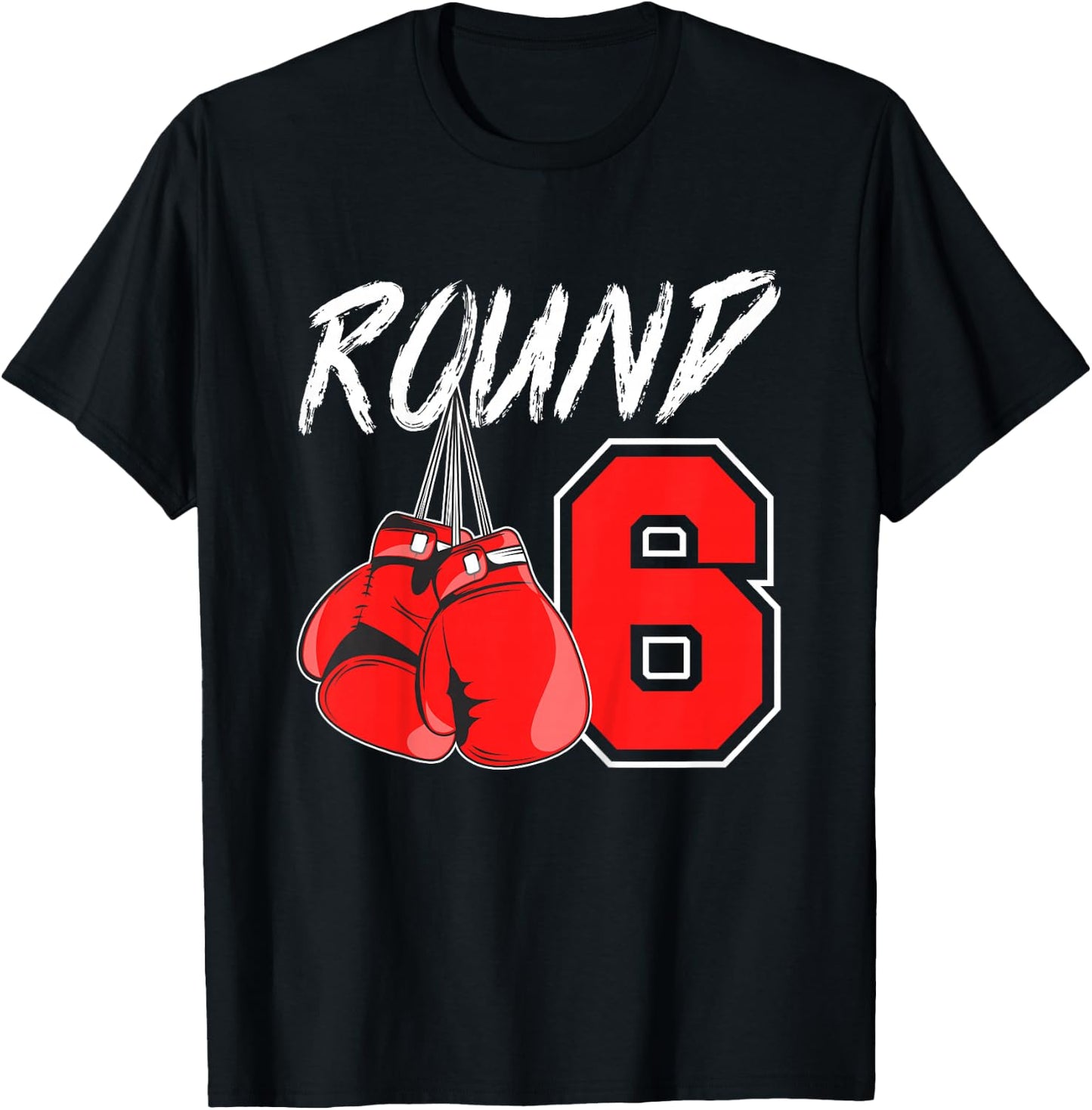 Kids 6th Birthday Boxing Boy 6 Year Old Boxer Bday Party T-Shirt - T-Shirt | Black