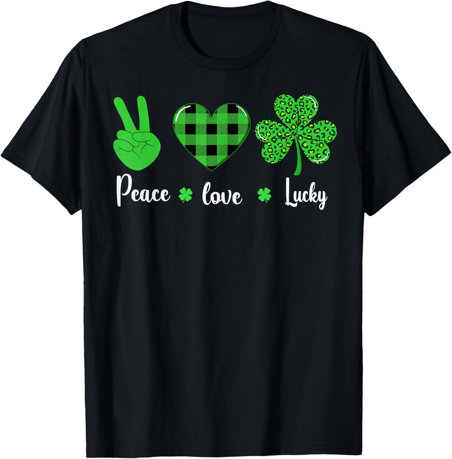 St Patricks day Shamrock leopard lucky love Irish women kids T-Shirt - T-Shirt | Black