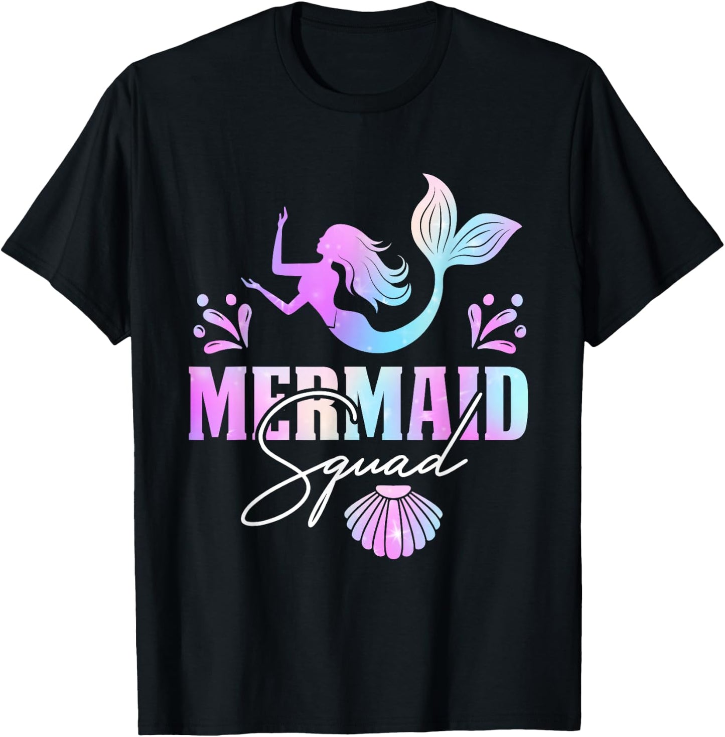 Mermaid Squad Birthday Squad Party Matching Kids Girl T-Shirt - T-Shirt | Black
