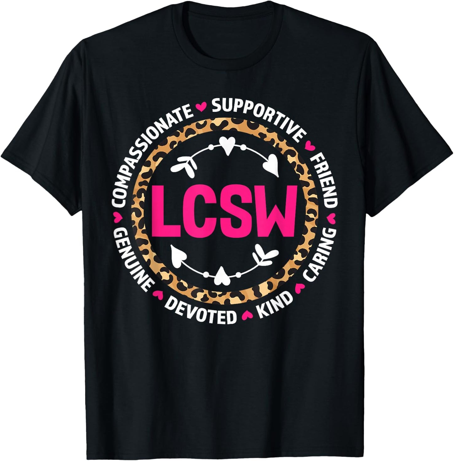 LCSW Leopard Licensed Clinical Social Worker Appreciation T-Shirt - T-Shirt | Black
