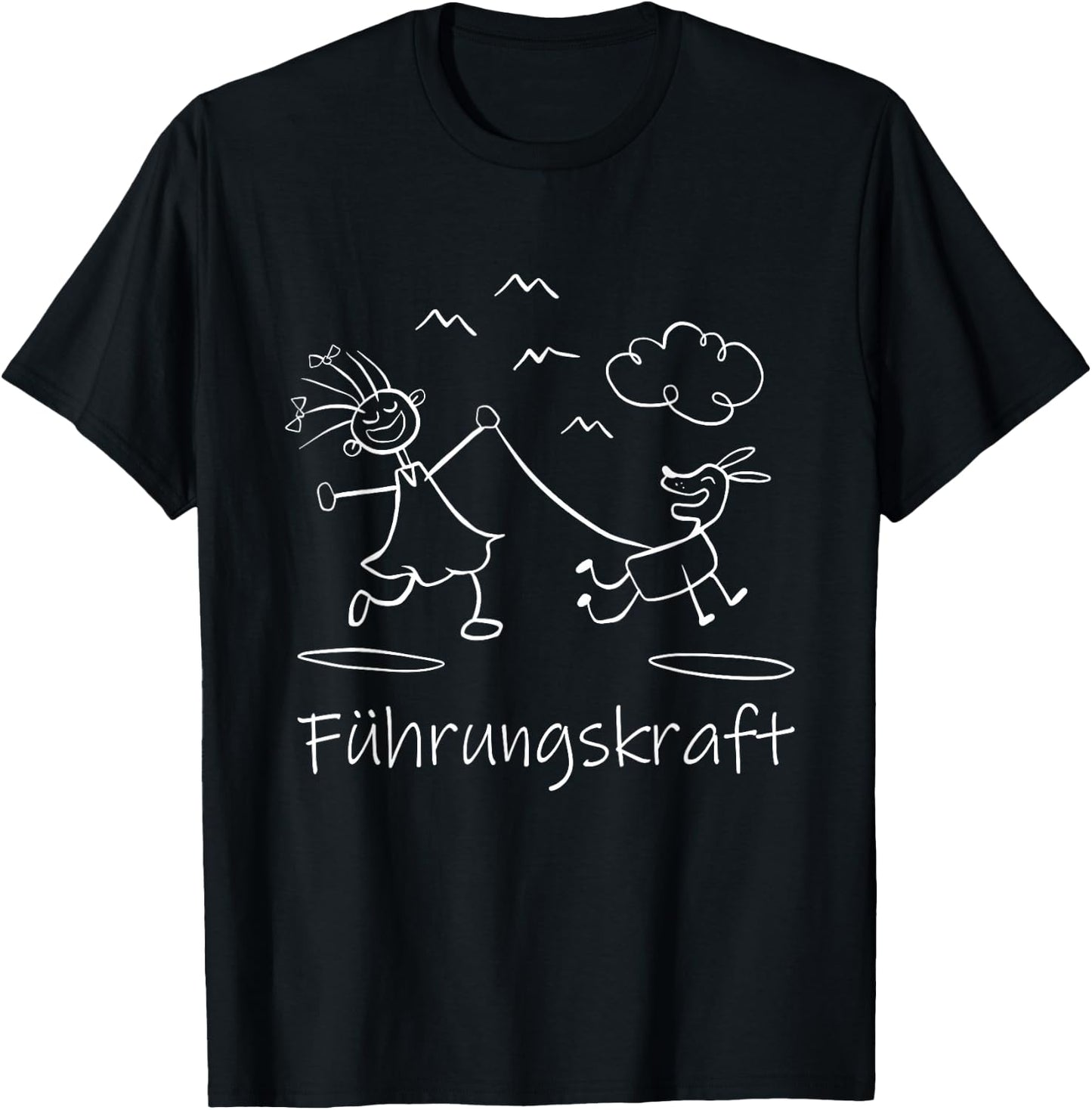 with German Text "Führungskraft Dog Dog Owner Walking", black T-Shirt - T-Shirt | Black
