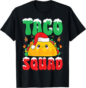 Taco Squad Snow Xmas Party Mexican Food Taco Lover Christmas T-Shirt - T-Shirt | Black