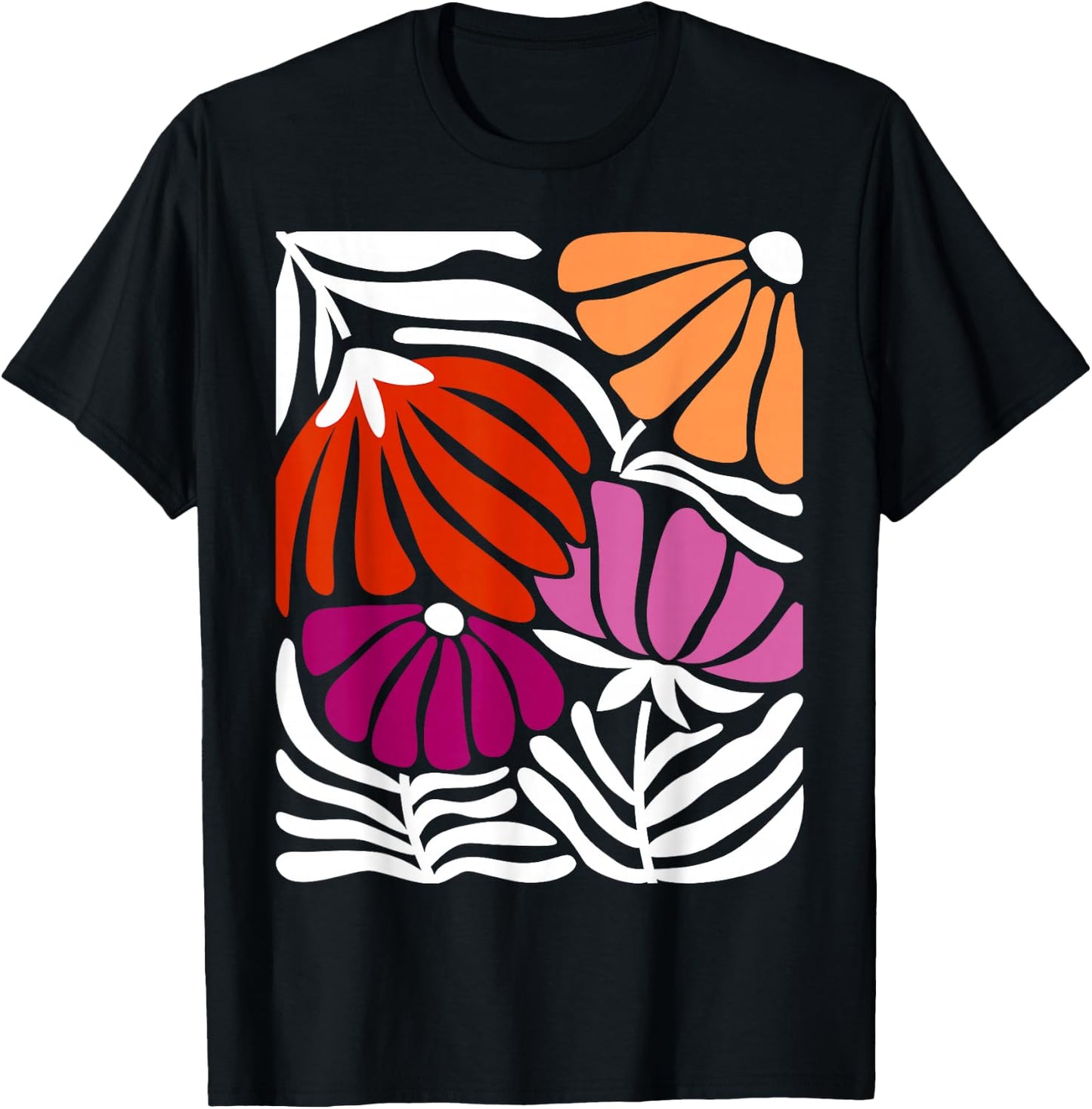 Vibrant Floral Lesbian Pride Art T-Shirt - T-Shirt | Black