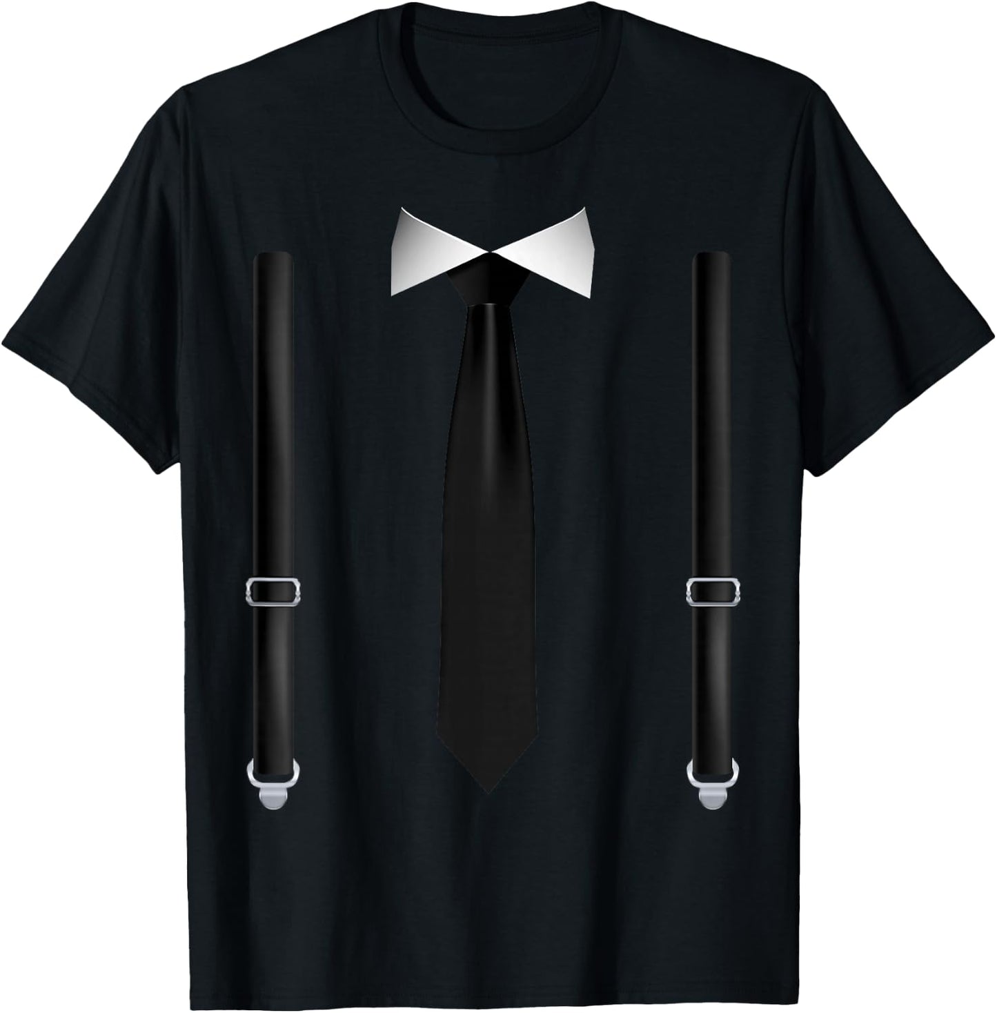 Tie with Braces Funny Tuxedo for Weddings T-Shirt - T-Shirt | Black