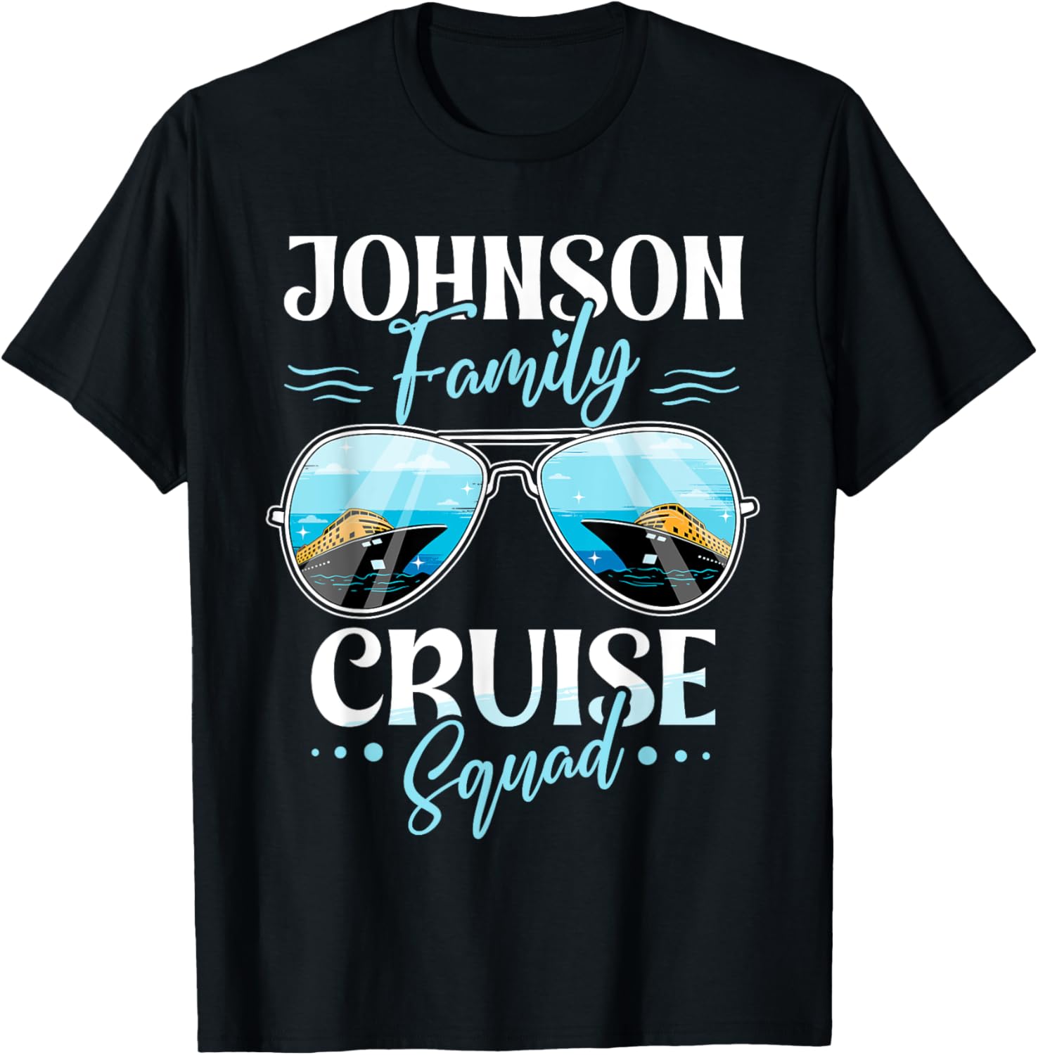Personalized Johnson Family Cruise Squad Custom Vacation T-Shirt - T-Shirt | Black