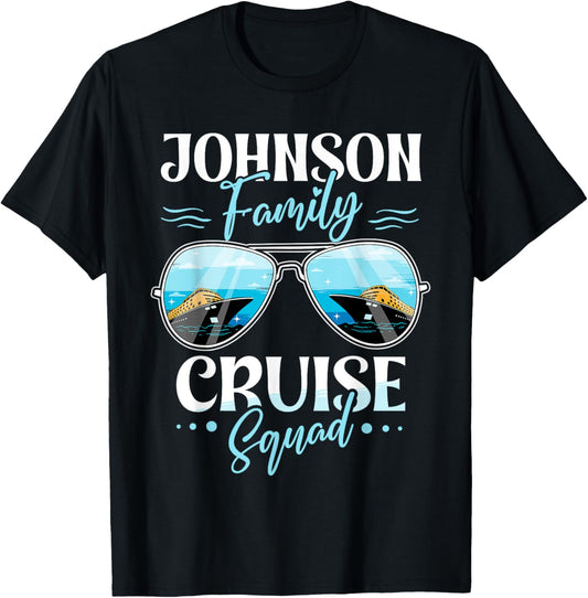 Personalized Johnson Family Cruise Squad Custom Vacation T-Shirt - T-Shirt | Black