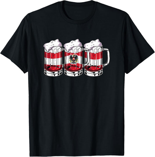 Austria Football Championship 2024 Beer Drinker Fan Item , black T-Shirt - T-Shirt | Black