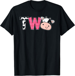 Second Birthday Girl Cow Farm, 2nd Birthday Cow 2 Toddler T-Shirt - T-Shirt | Black