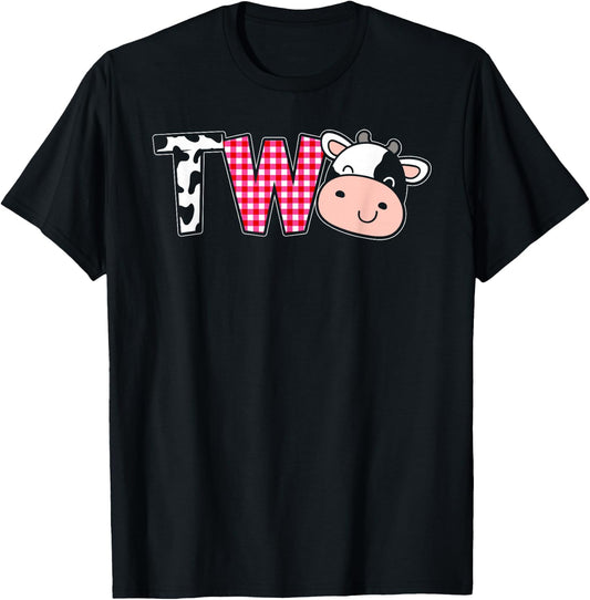 Second Birthday Girl Cow Farm, 2nd Birthday Cow 2 Toddler T-Shirt - T-Shirt | Black
