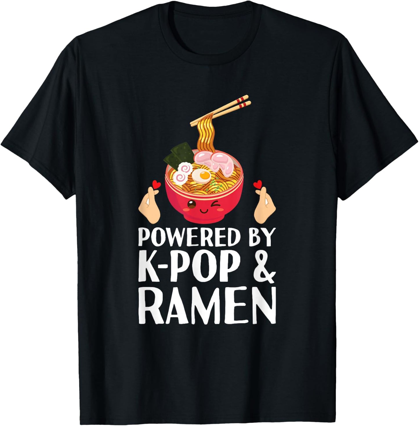 Powered by K-pop and Ramen Kpop Merch Merch Merchandise Teen Girl , black T-Shirt - T-Shirt | Black