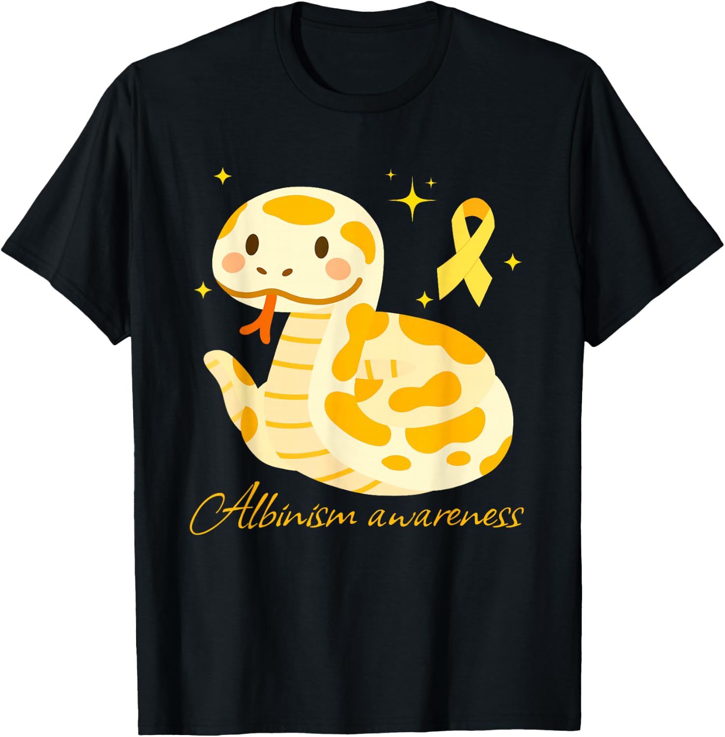 Albino Snake Cute Albinism Awareness Reptile for June 13th T-Shirt - T-Shirt | Black