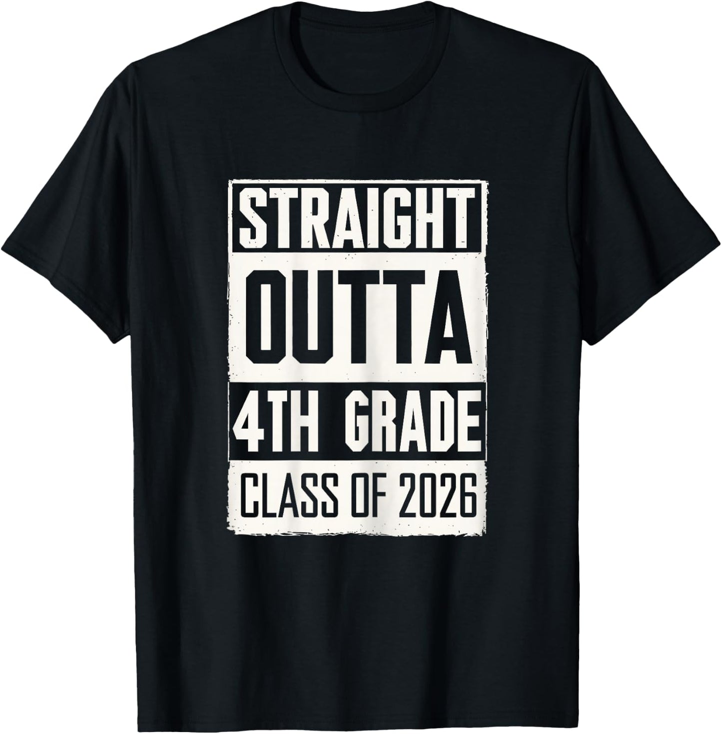 Straight Outta 4th Grade Graduation Class Of 2026 Senior T-Shirt - T-Shirt | Black