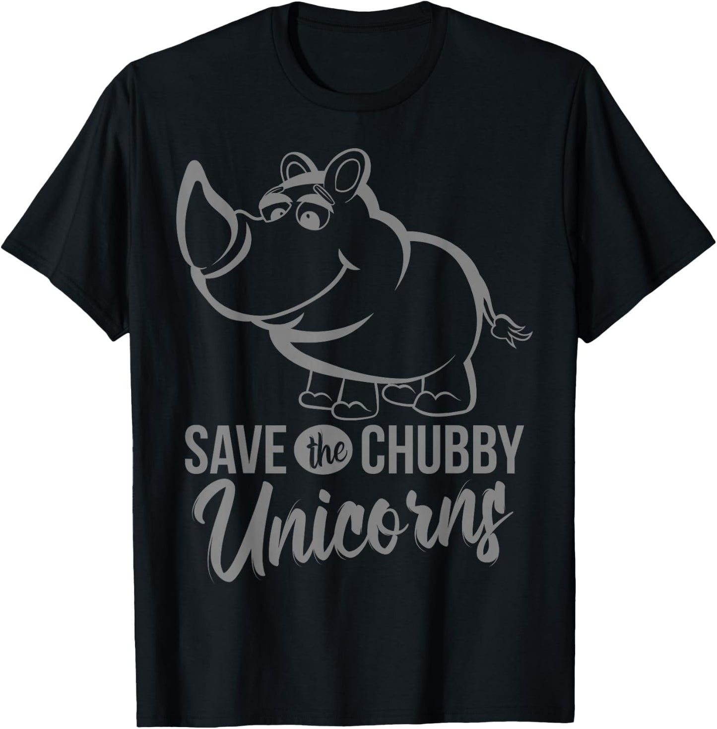 Save The Chubby Unicorns - Cute Rhino T-Shirt - T-Shirt | Black