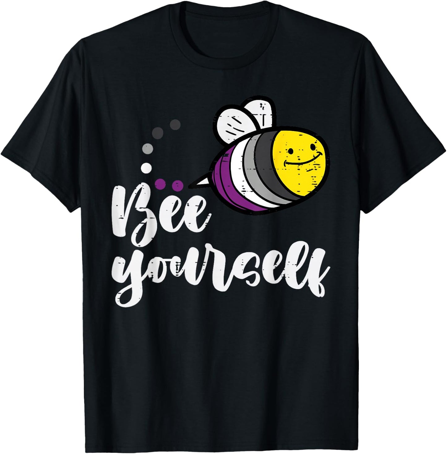 Asexual Bee Yourself Ace Pride Flag LGBTQ Men Women Kids T-Shirt - T-Shirt | Black