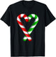 Candy Cane Heart Merry Green Red White Candy Couples T-Shirt - T-Shirt | Black