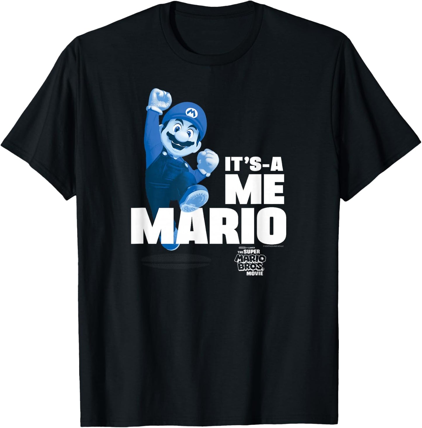 The Super Mario Bros. Movie It's-a Me Mario Portrait , blue T-Shirt - T-Shirt | Black