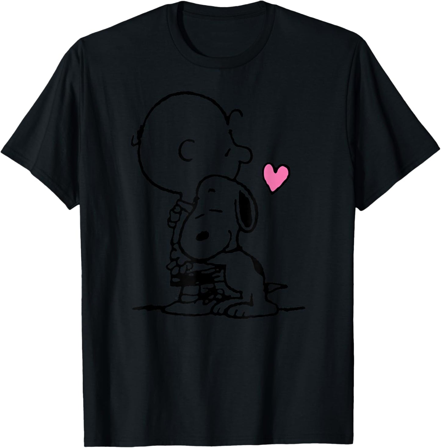 Peanuts Snoopy Charlie Hug T-Shirt - T-Shirt | Black