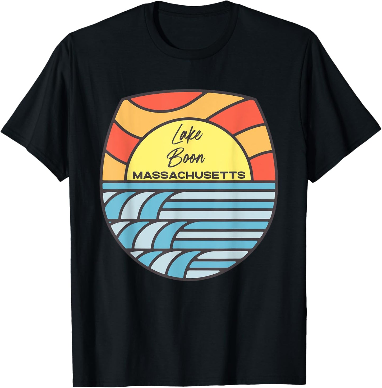 Lake Boon Massachusetts MA Sunset Vacation Souvenir T-Shirt - T-Shirt | Black