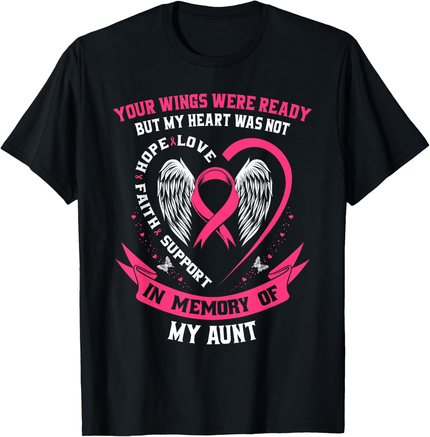 Memorial Gifts Loss of Aunt Breast Cancer Awareness Shirts T-Shirt - T-Shirt | Black