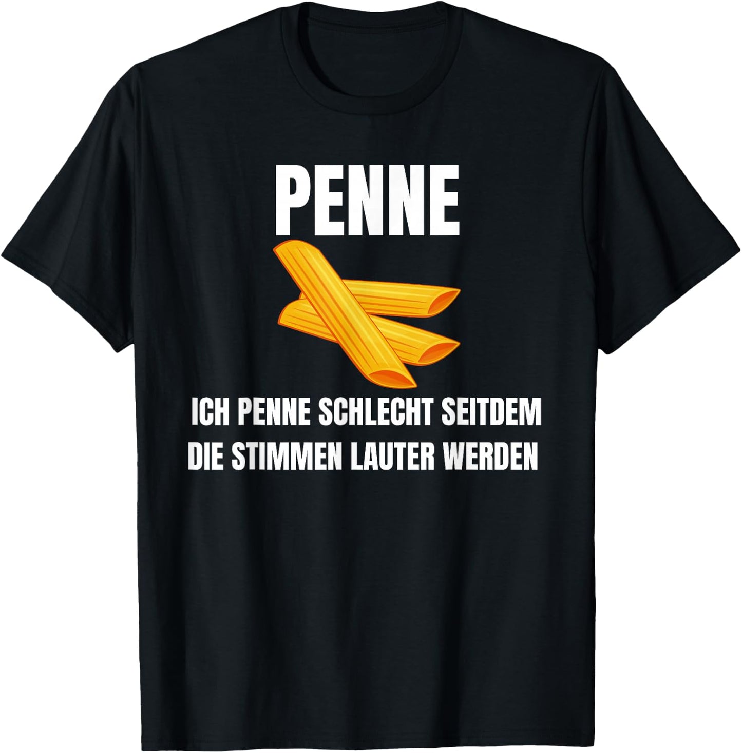 with German Text "Ich penne schlecht seit dem die Stimmen lauter werden werden, black T-Shirt - T-Shirt | Black