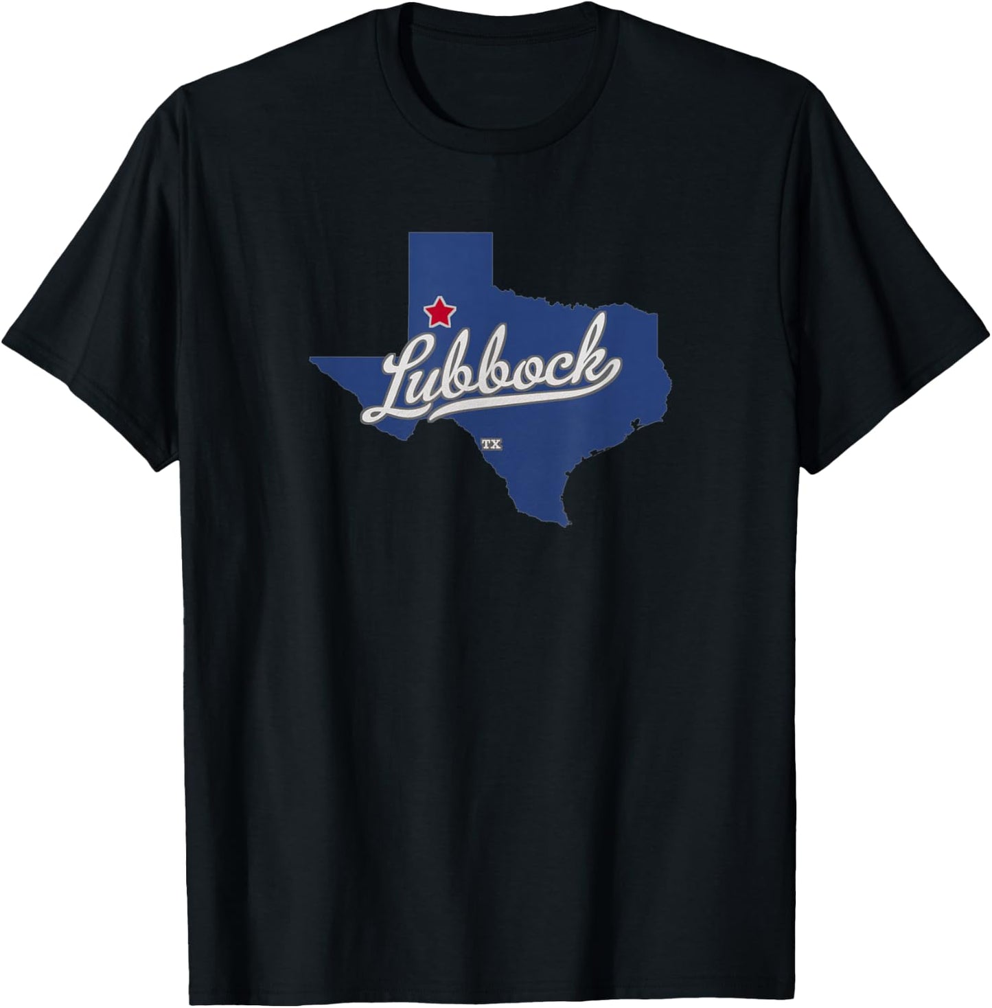 Lubbock Texas TX Map T-Shirt - T-Shirt | Black