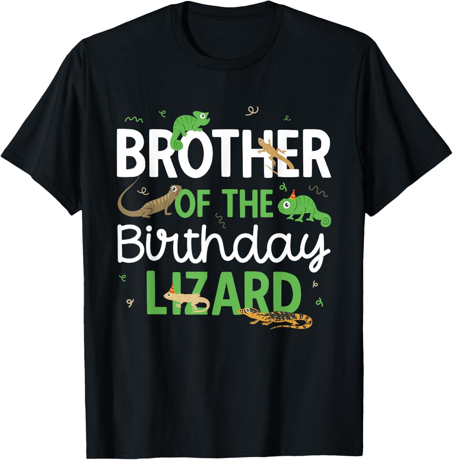 Reptile Brother Of The Birthday Lizard Themed Birthday T-Shirt - T-Shirt | Black