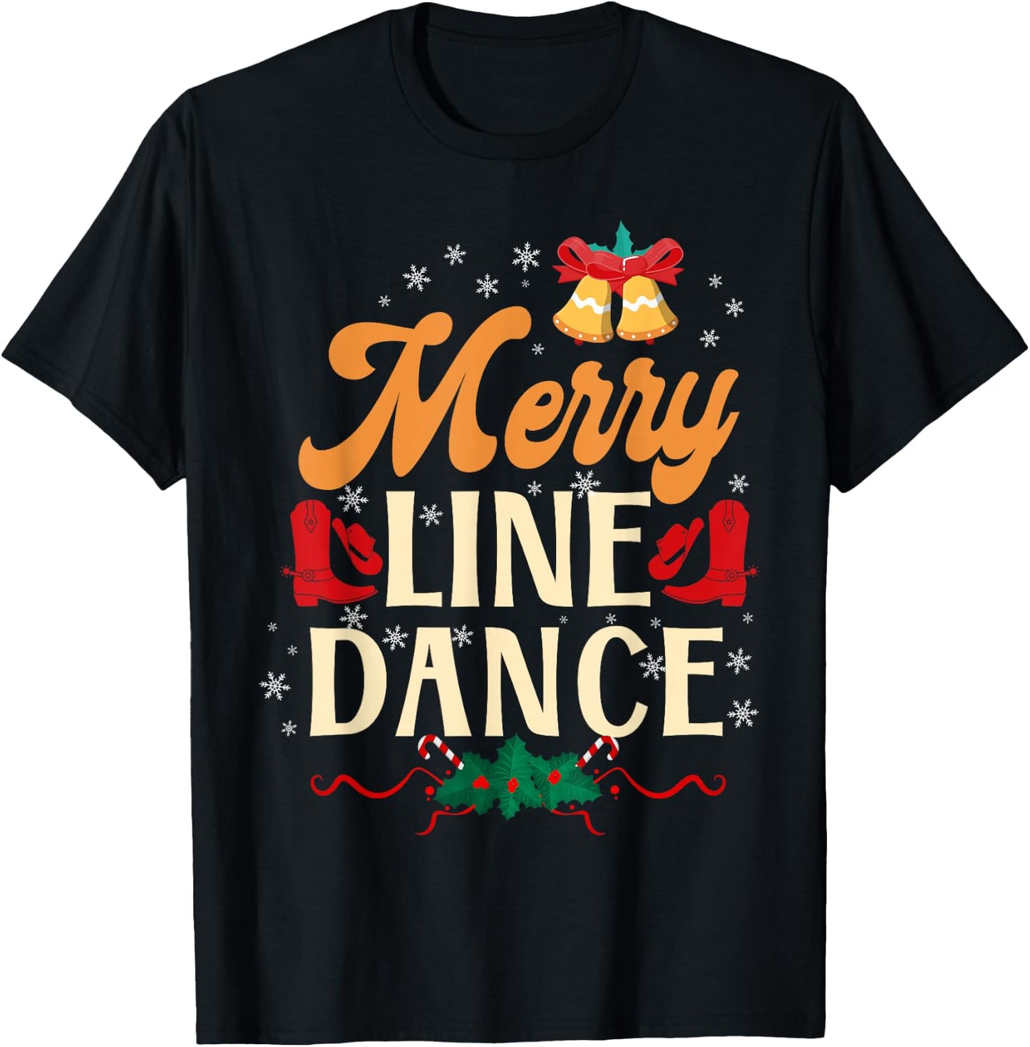 Country Line Dance Dancer HD0 Merry Line Dance - Women's Black Small Classic Fit Short Sleeve T-Shirt - T-Shirt | Black