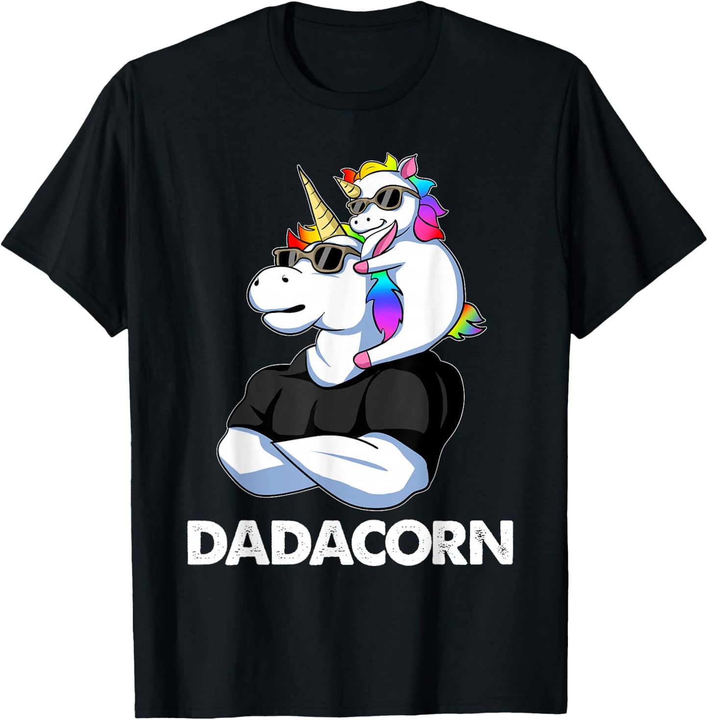 Dadacorn - Unicorn Dad and Baby Christmas Papa Father's Day Small T-Shirt - T-Shirt | Black