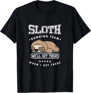 Track & Field Sloth Running Team Triathlete Runner Sprinter T-Shirt - T-Shirt | Black