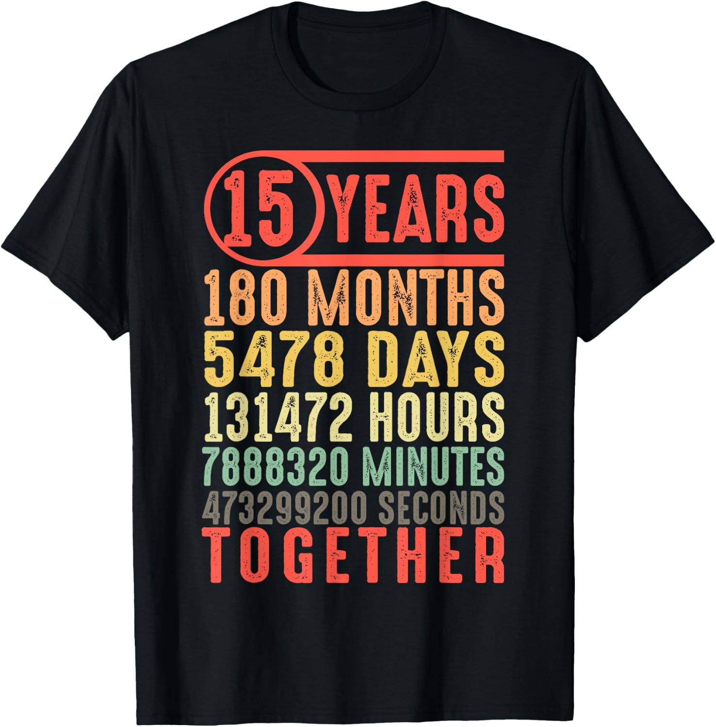 15 Year 15th Wedding Anniversary Him Couple Matching T-Shirt - T-Shirt | Black
