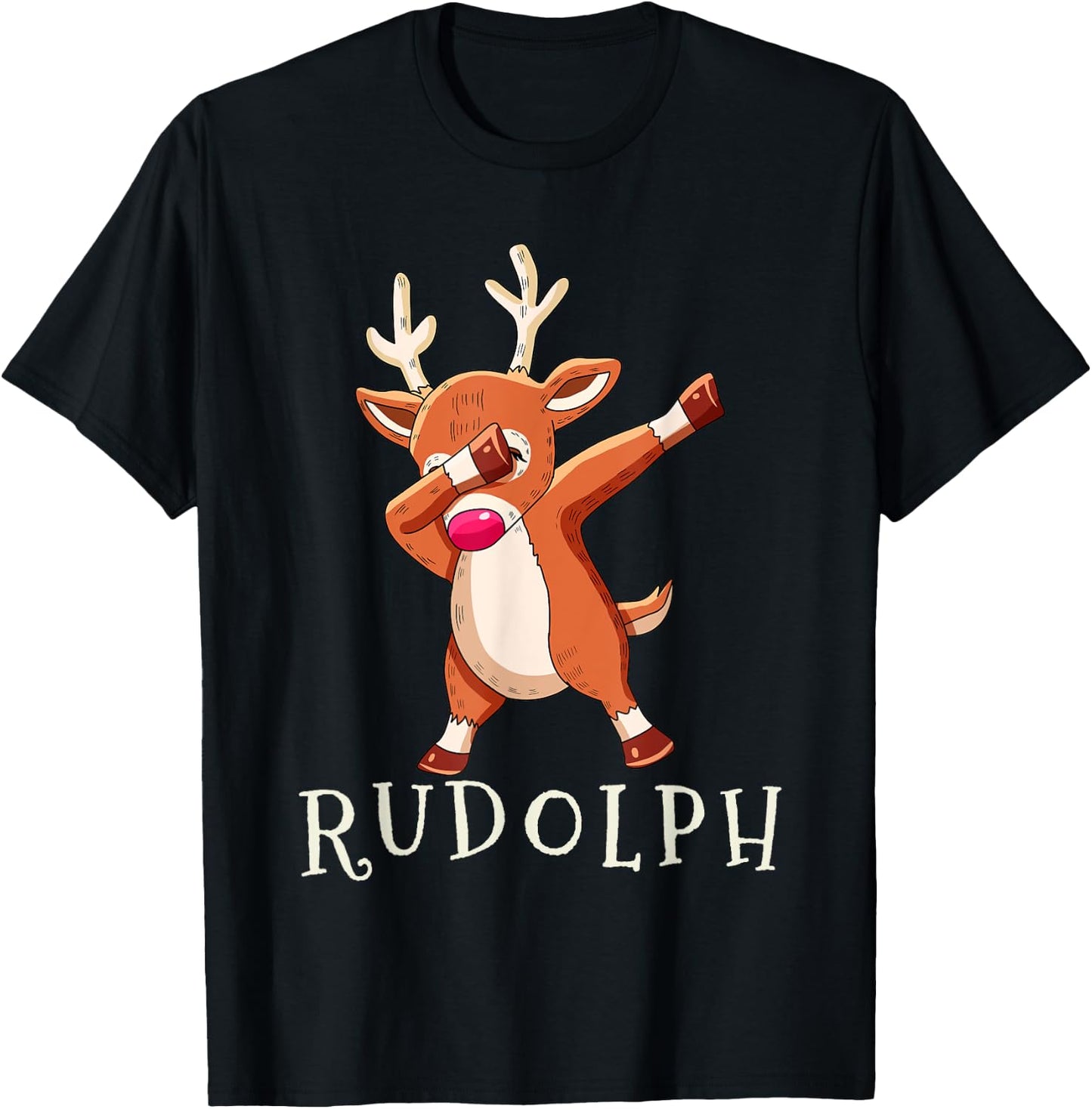 RUDOLPH Santas Reindeers Family Matching Outfit Christmas T-Shirt - T-Shirt | Black