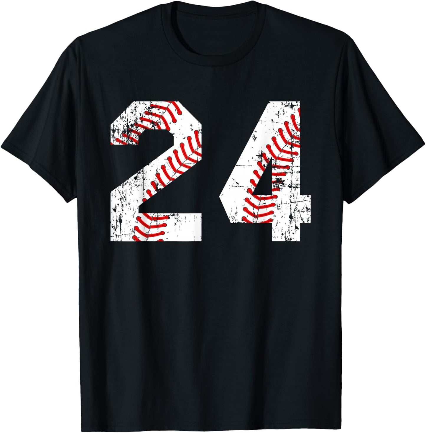 Vintage Baseball 24 Jersey Number T-Shirt - T-Shirt | Black