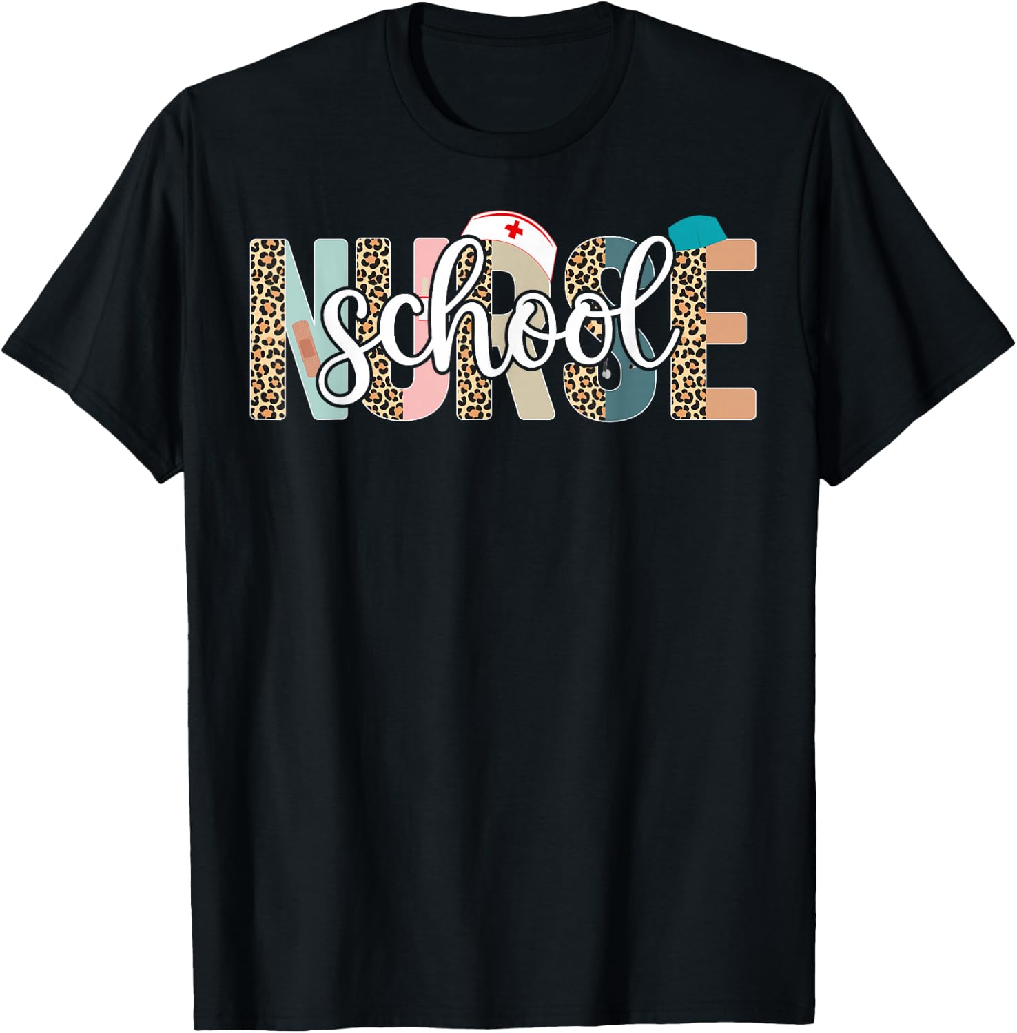 School Nurse - Nurse Life, Nurse's Day Week, Leopard T-Shirt - T-Shirt | Black