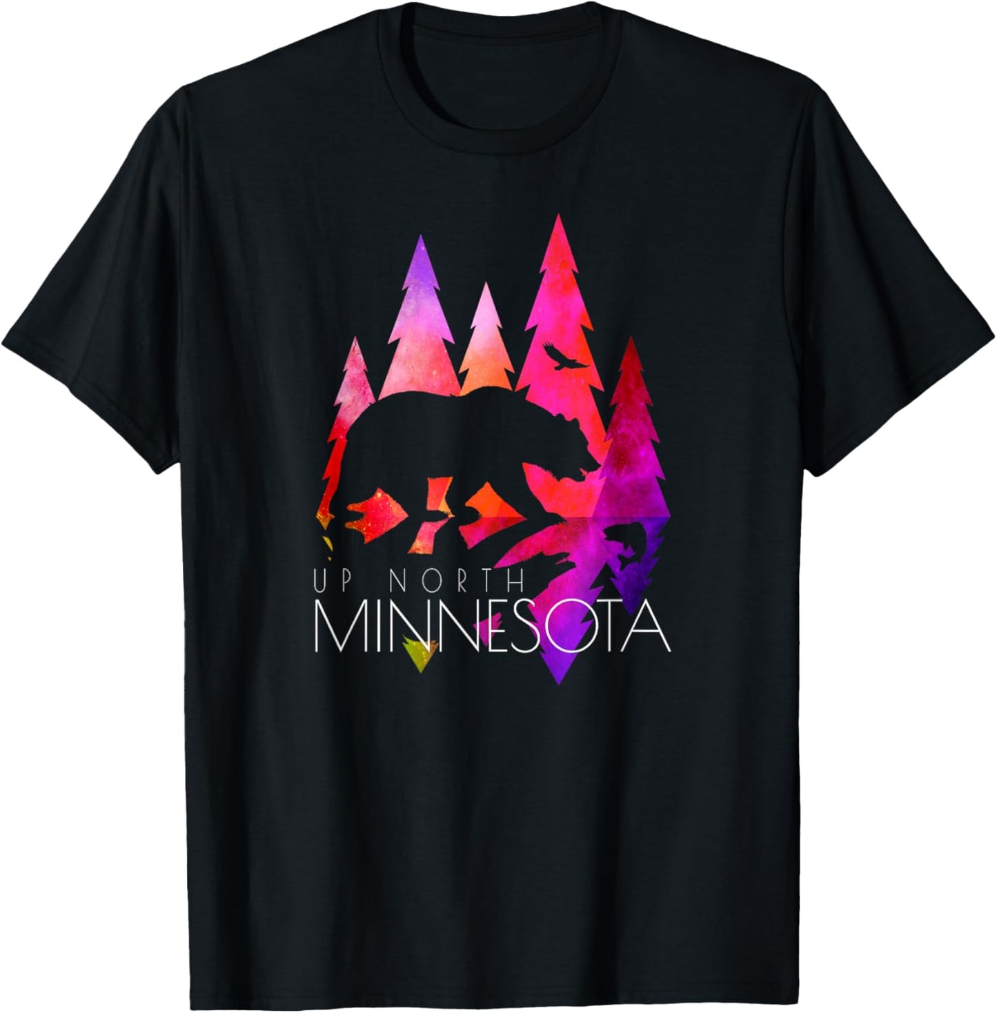 Minnesota - Stylish Up North Colorful Bear - Minnesota T-Shirt - T-Shirt | Black