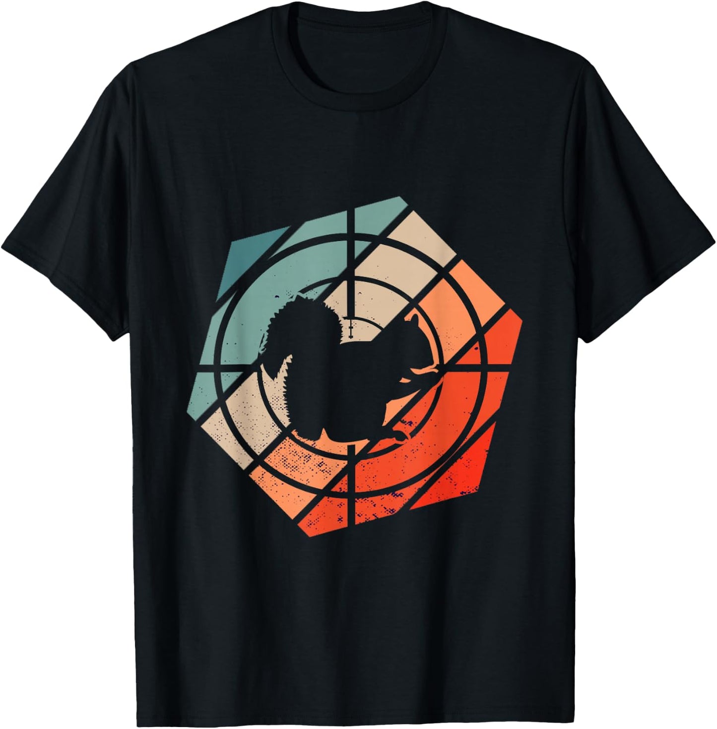 Target Scope Hexa Squirrel Hunter Retro Squirrel Hunting T-Shirt - T-Shirt | Black