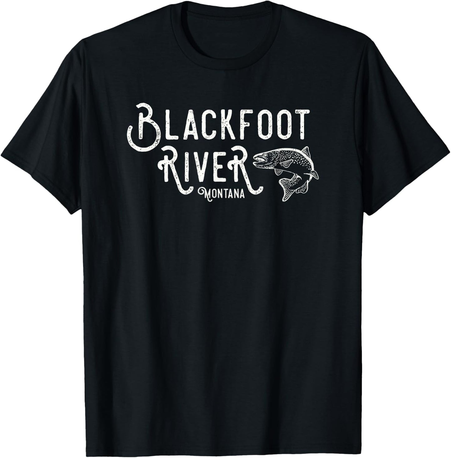 Blackfoot River Montana Fly Fishing Shirt T-Shirt - T-Shirt | Black