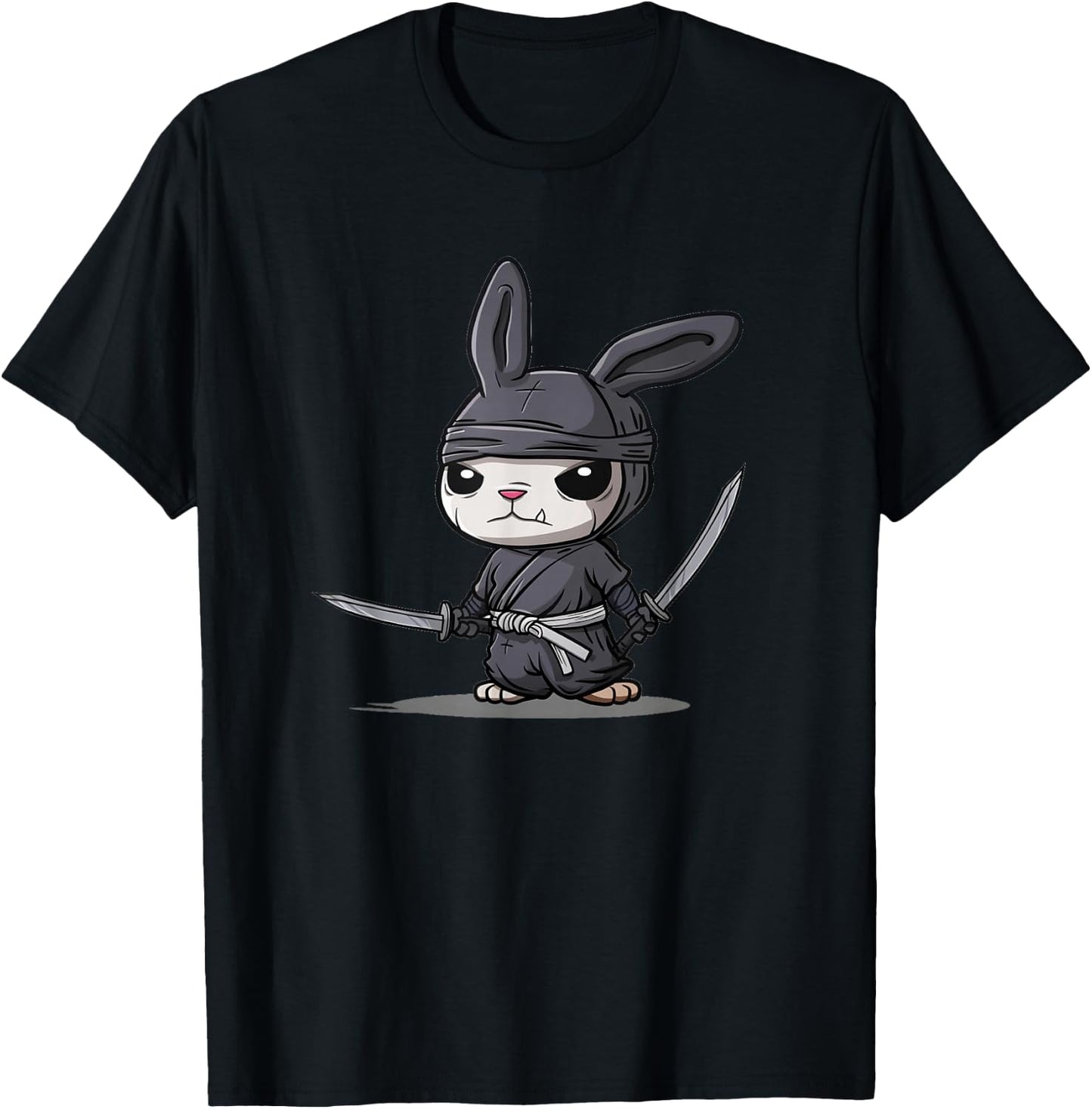 Pretty Ninja Bunny Graphic for a Cute and Cool Design T-Shirt - T-Shirt | Black