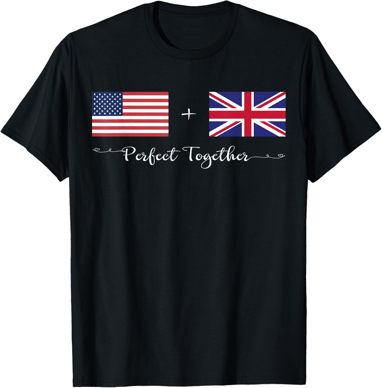 American + British Perfect Together Flag T-Shirt - T-Shirt | Black