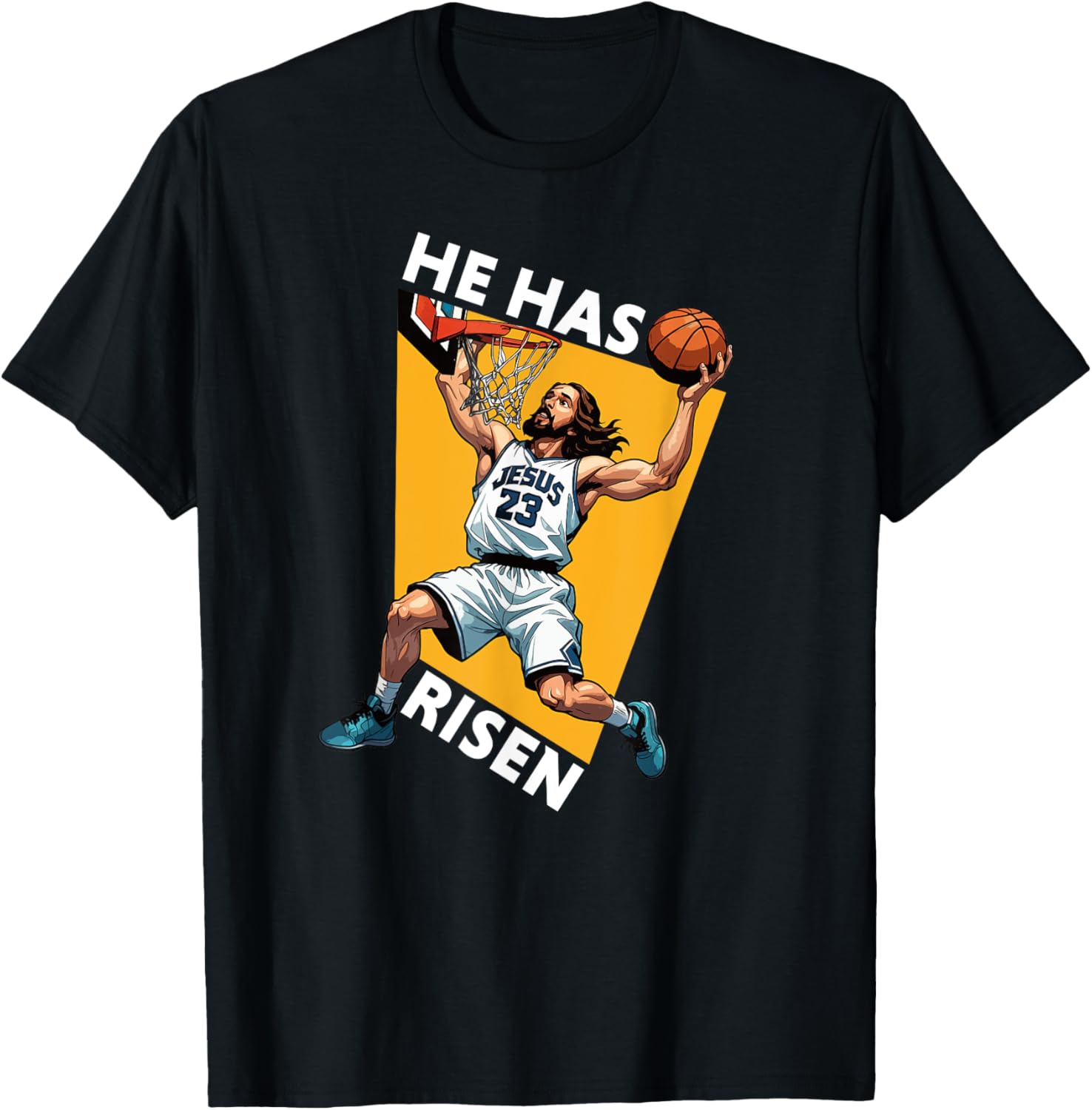 He Has Risen Funny Jesus Basketball Player Christian Humor T-Shirt - T-Shirt | Black
