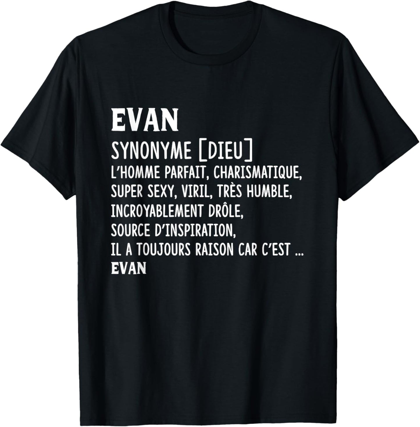 Man Humor Name Custom Evan Definition T-Shirt - T-Shirt | Black