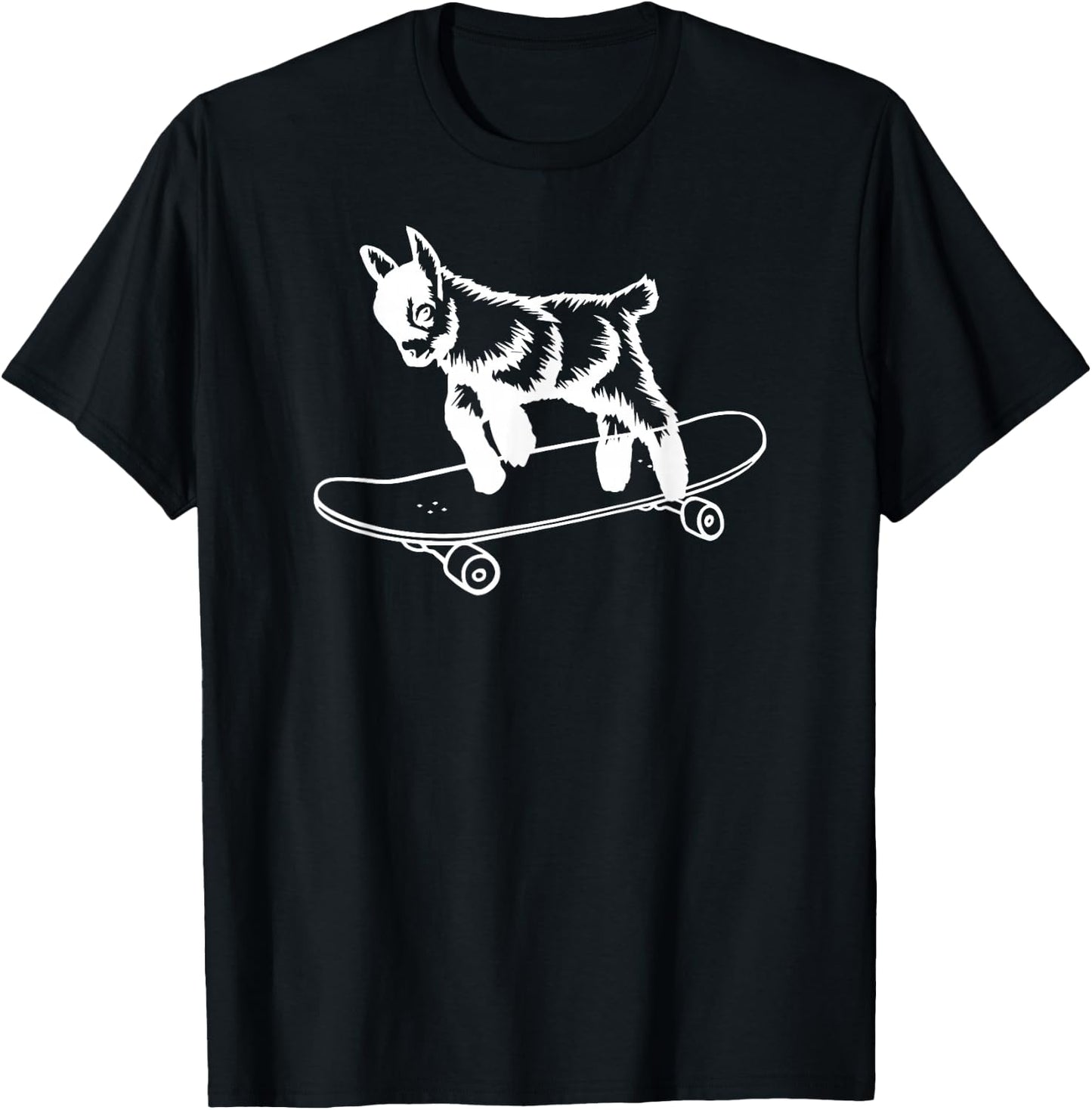 funny baby goat on Skateboard T-Shirt - T-Shirt | Black