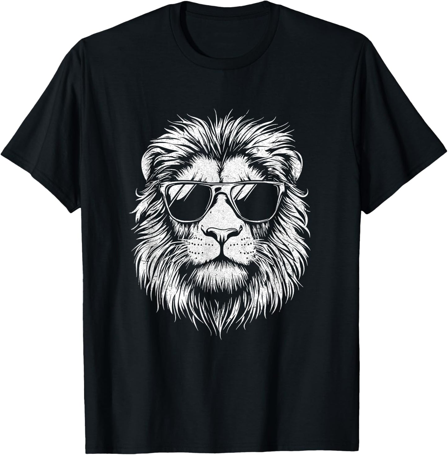 Cool Lion Wearing Sunglasses Graphic Art Leo Design T-Shirt - T-Shirt | Black