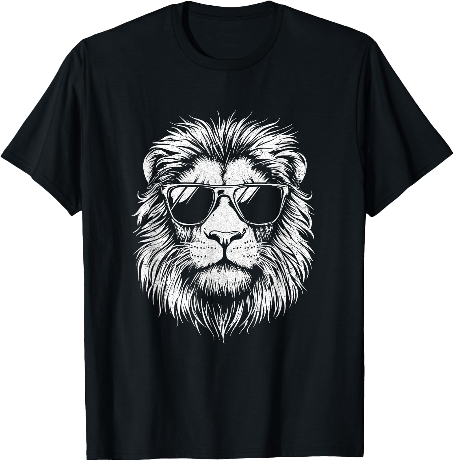Cool Lion Wearing Sunglasses Graphic Art Leo Design T-Shirt - T-Shirt | Black