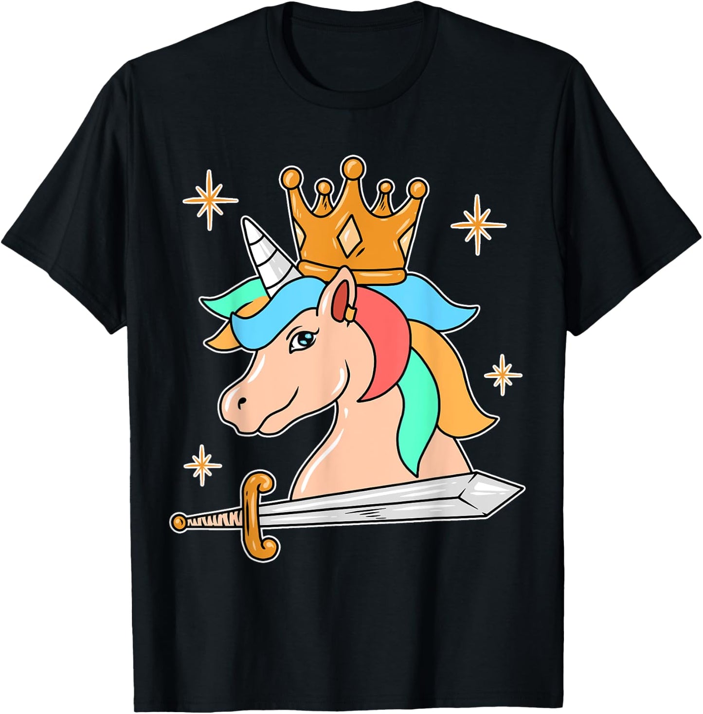 Sword Cute Unicorn T-Shirt - T-Shirt | Black
