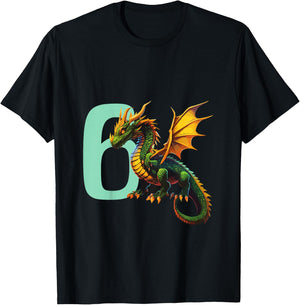 Kinder Geburtstag Drache 6 Jahre Junge Drachen Zahl Alter T-Shirt - T-Shirt | Black