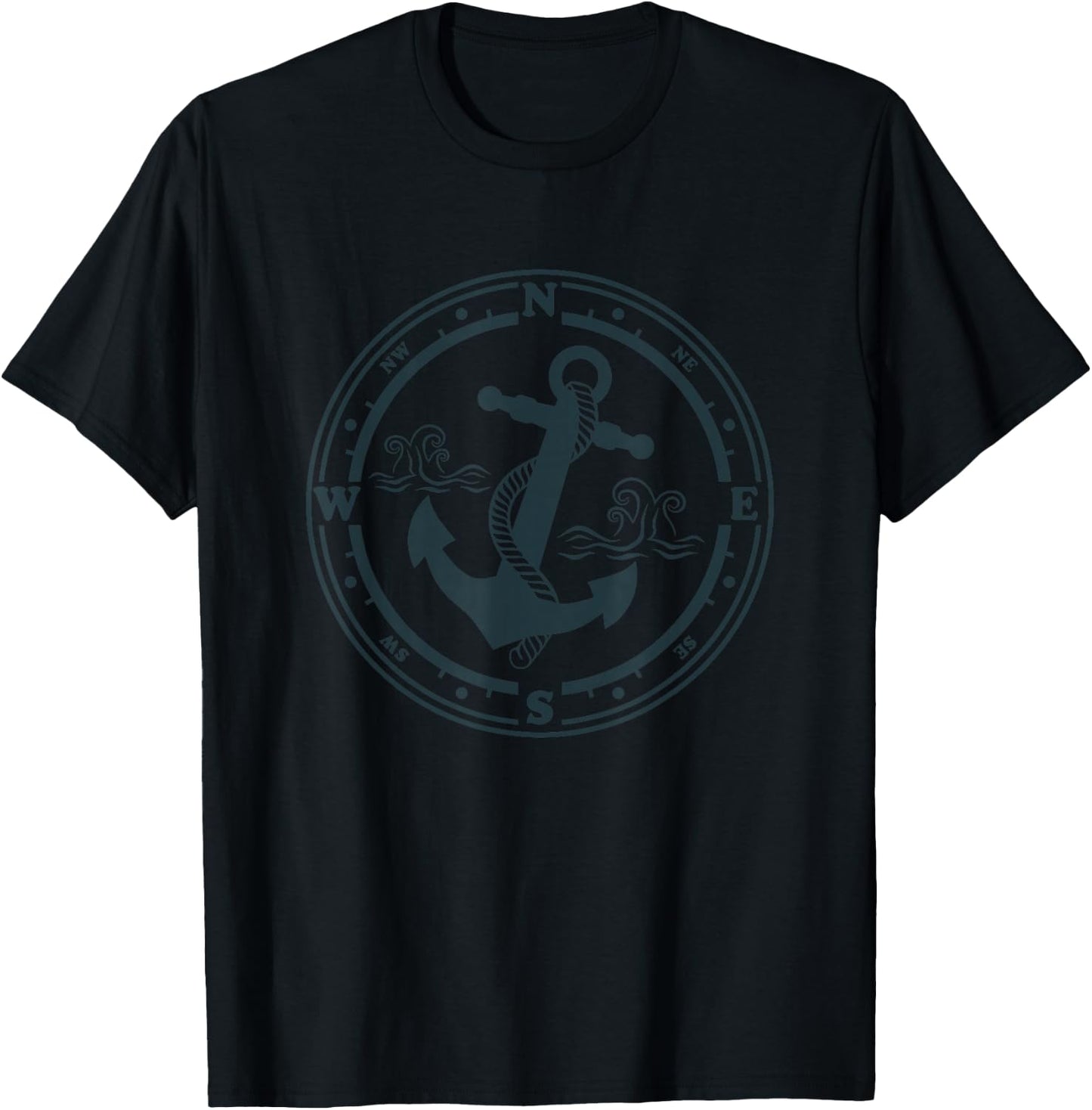Compass Anchor Nautical Design with Compass Captain Sailor T-Shirt - T-Shirt | Black